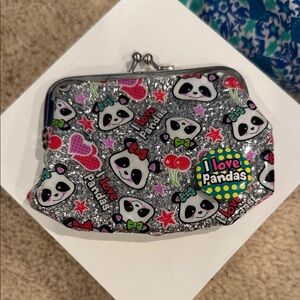 Claire's Silver Change Purse with Panda and Heart Design